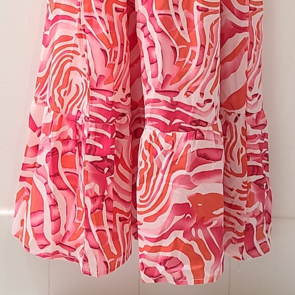 BeachSissi Smocked On or Off The Shoulder Midi Dress in Pink Swirl Sz S NWT - Picture 10 of 15